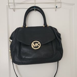 Michael Kors Black Satchel with Gold Accents